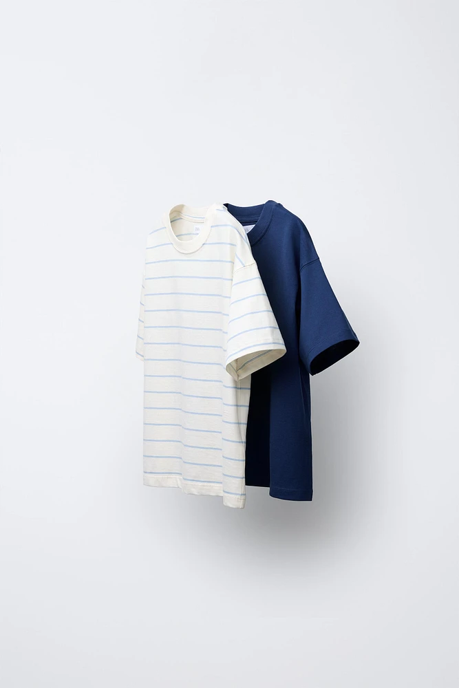 TWO-PACK OF PLAIN AND STRIPED T-SHIRTS
