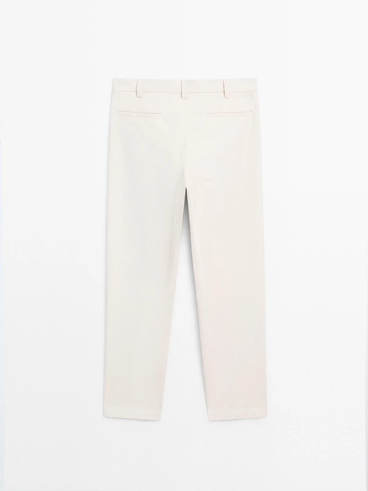 100% cotton straight-leg trousers
