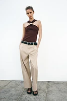 BELTED TAPERED FIT PANTS
