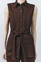 GILET AVEC CEINTURE EN SERGÉ