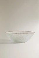 SALADIER VERRE RECYCLABLE RELIEF LISERÉ DORÉ