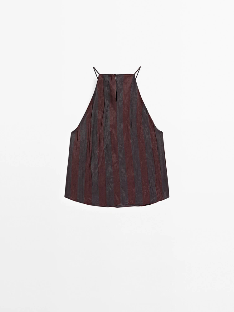 Striped flowing halter top
