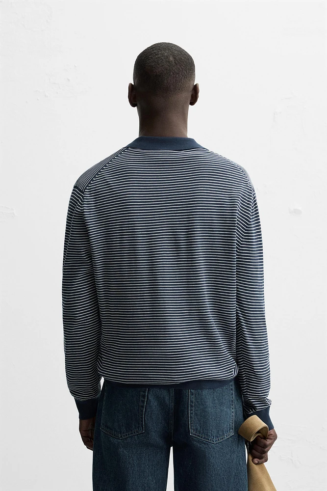 STRIPED KNIT POLO SHIRT