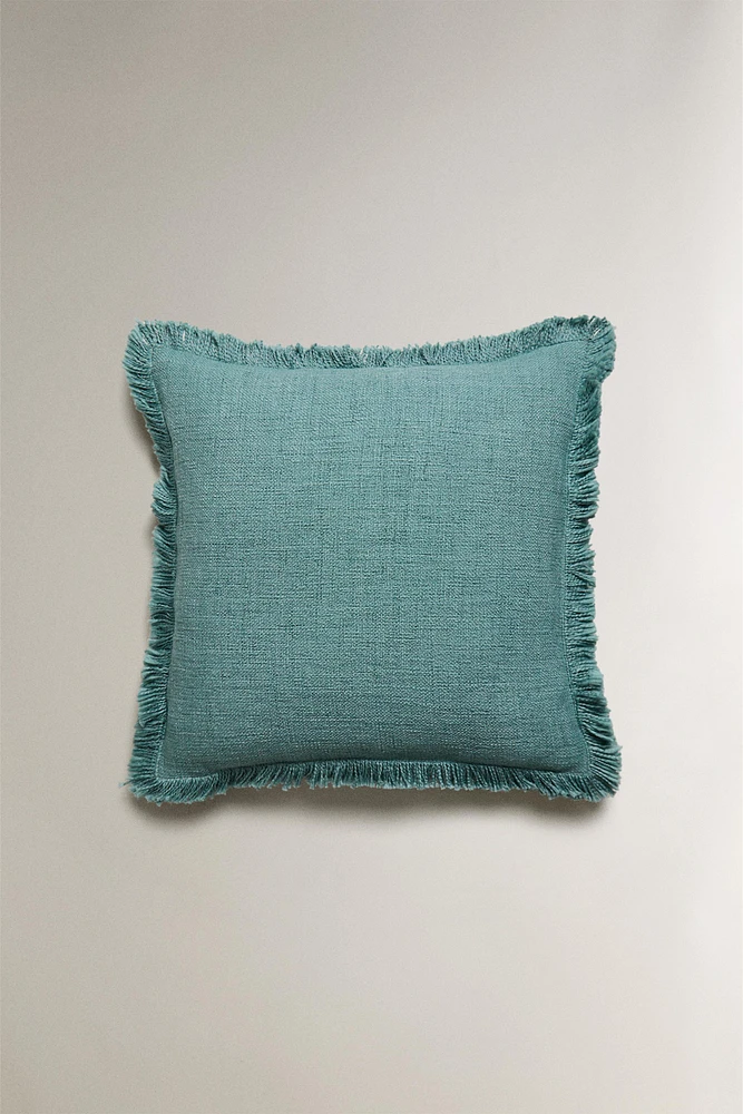 FRINGED THROW PILLOW COVER