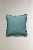 FRINGED THROW PILLOW COVER