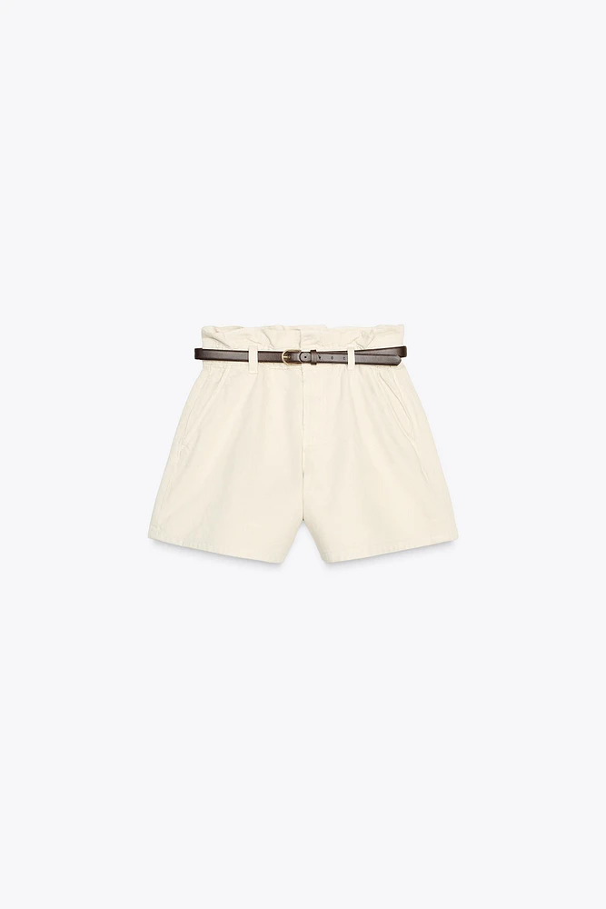 Z1975 DENIM PAPERBAG BELTED SHORTS