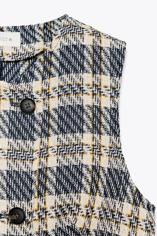 TEXTURED PLAID WAISTCOAT