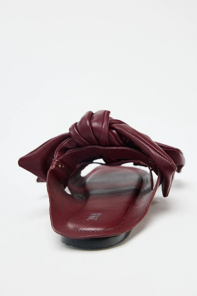 LEATHER BOW SANDALS