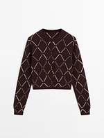 Cardigan à losanges en laine mélangée