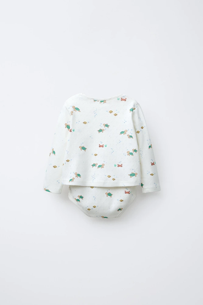 POINTELLE SEA BODYSUIT AND JACKET SET
