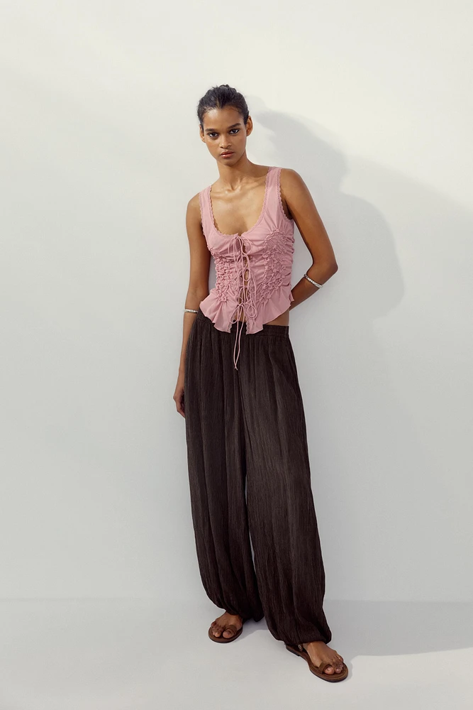 TIED RUCHED TOP