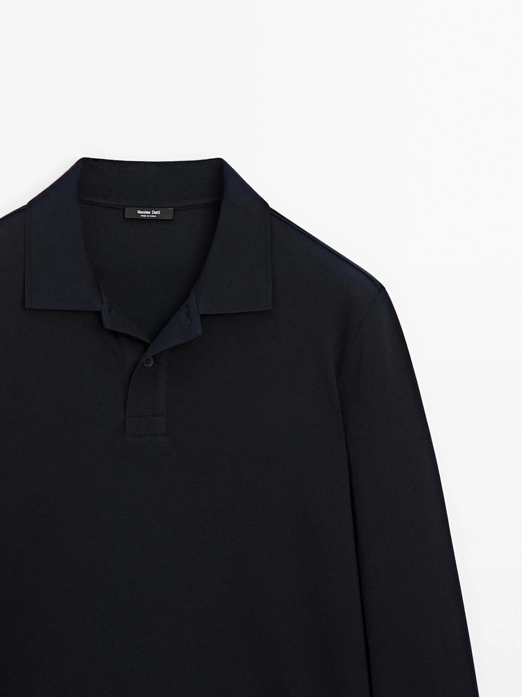 Pull polo en coton mélangé