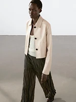 Veste courte en cuir nappa
