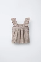 EMBROIDERED COTTON LINEN TOP