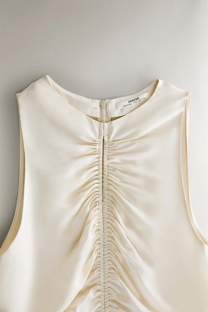 GATHERED SILK NIGHTGOWN