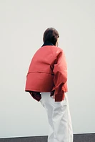 WAXED JACKET WITH CONTRASTING COLLAR