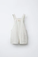 STRIPED LINEN BLEND OVERALL SHORTS