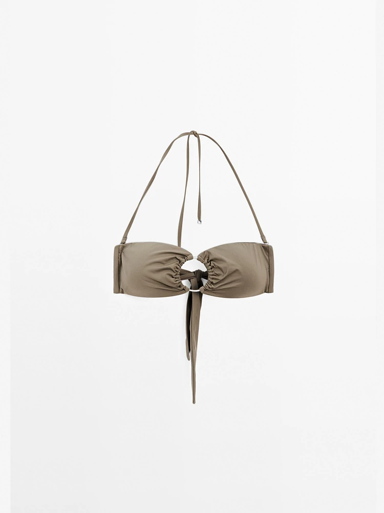 Bandeau bikini top with ring detail