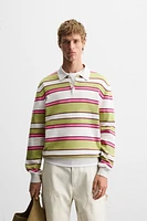 STRIPED KNIT POLO SHIRT