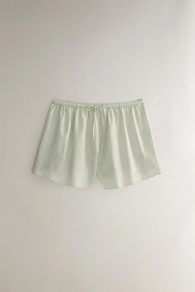 EMBROIDERED COTTON SHORTS