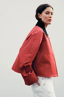 WAXED JACKET WITH CONTRASTING COLLAR