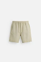 STRIPED LINEN VISCOSE SHORTS