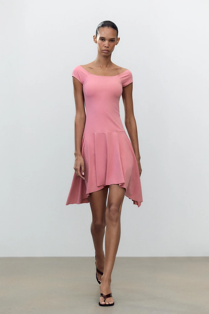 ASYMMETRIC HEM POLYAMIDE DRESS