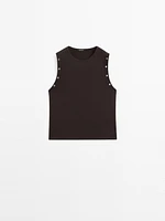 Cropped T-shirt with eyelets