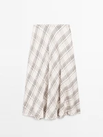Flowing check midi skirt