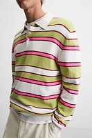 STRIPED KNIT POLO SHIRT