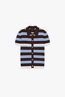 STRIPED KNIT POLO SHIRT