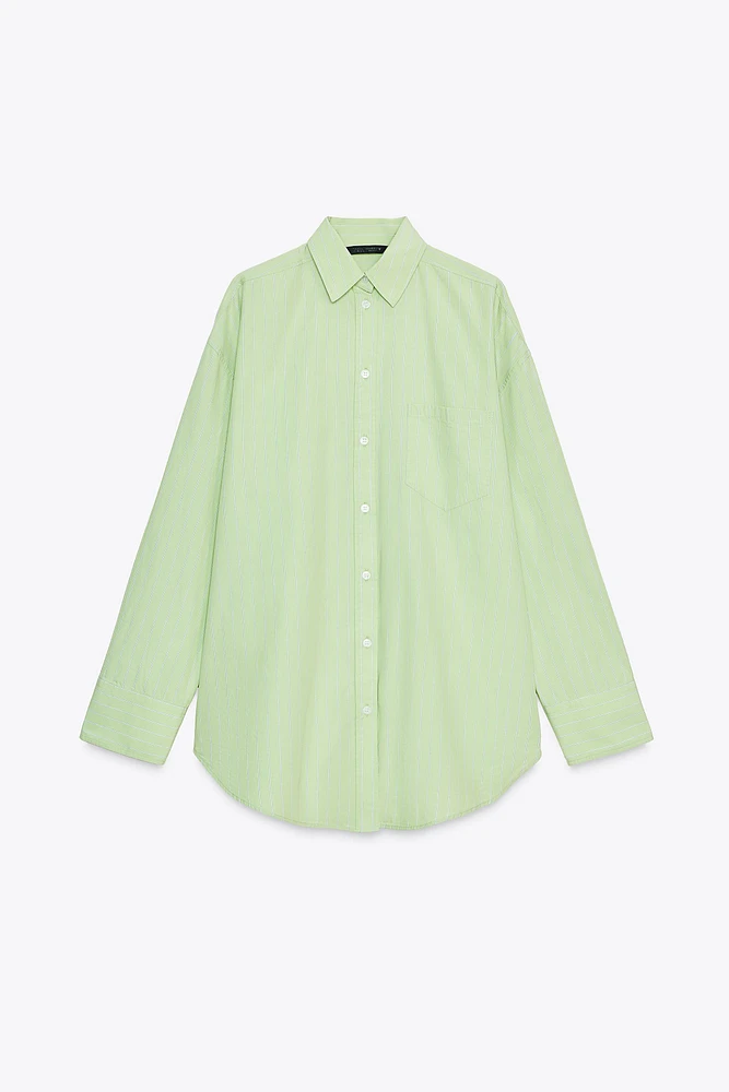 STRIPED OVERSIZED POPLIN SHIRT