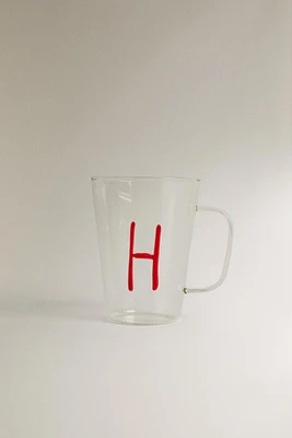 BOROSILICATE MUG WITH INITIAL H