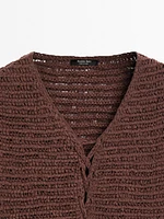Cotton blend crochet waistcoat with tie detail