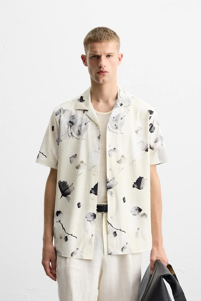 FLORAL PRINT STRETCH SHIRT