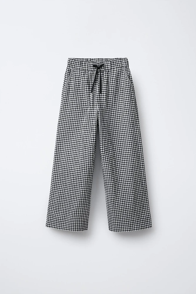PANTALON WIDE LEG IMPRIMÉ CARREAUX VICHY