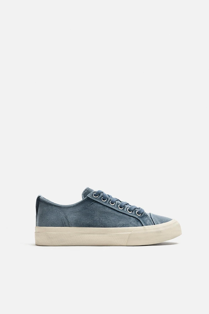 DISTRESSED FABRIC SNEAKERS
