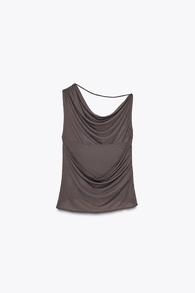 RUCHED ASYMMETRIC TOP