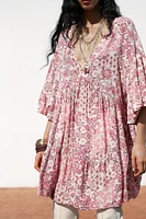 PUFF SLEEVE PRINT DRESS