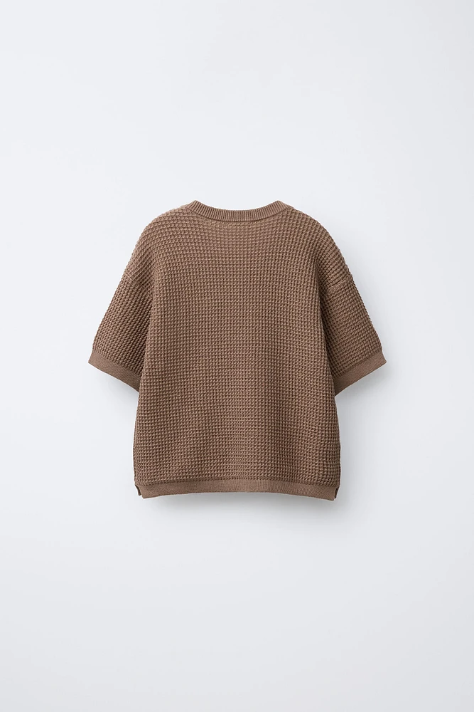 EMBROIDERED POCKET KNIT T-SHIRT