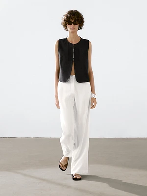 Linen blend beaded waistcoat