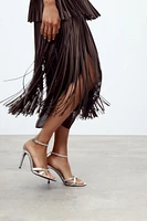 METALLIC EFFECT HIGH-HEEL SANDALS