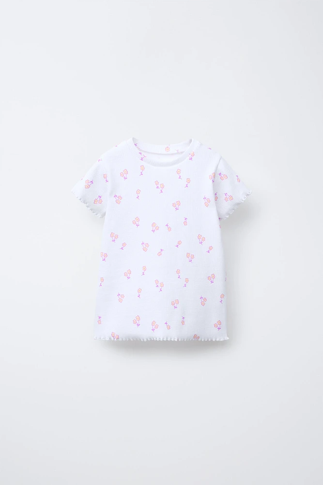 PRINTED RIBBED T-SHIRT