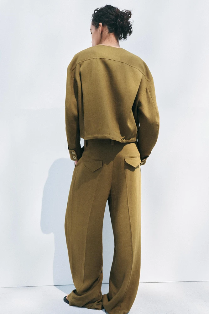LINEN BLEND PLEATED PANTS ZW COLLECTION