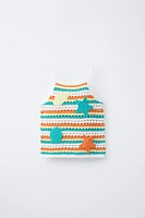 TOP À RAYURES EN MAILLE AVEC MOTIFS MARINS