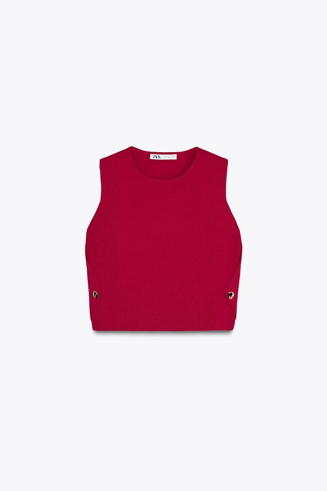 TOP GILET MAILLE BOUTONS LATÉRAUX