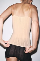 POINTELLE SATIN BOW TANK TOP