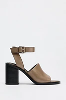 CHUNKY LEATHER HIGH HEELED SANDALS