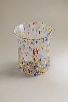 BLOWN GLASS TUMBLER WITH SPECKLED DESIGN