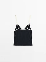 Pointelle knit triangle top
